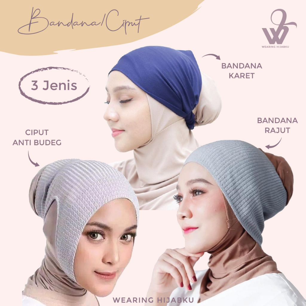 BANDANA RAJUT PREMIUM ANTI PUSING DALAMAN JILBAB DAN HIJAB CIPUT PITA KARET