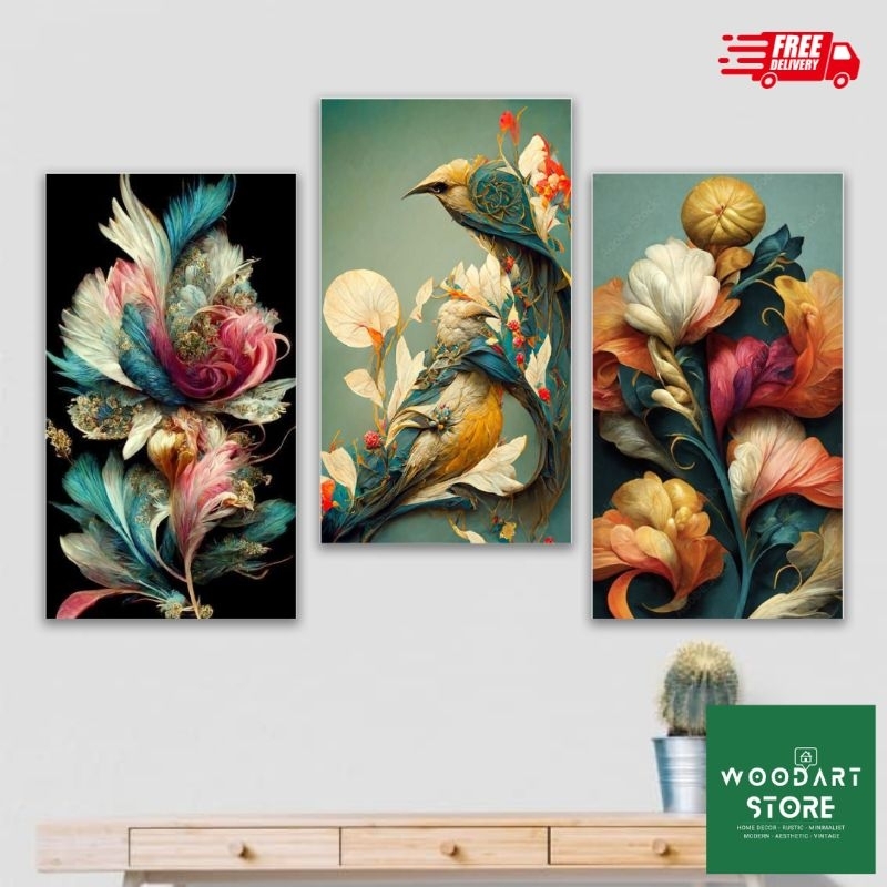 HIASAN DINDING BULU BUNGA PAJANGAN DINDING RUANG TAMU