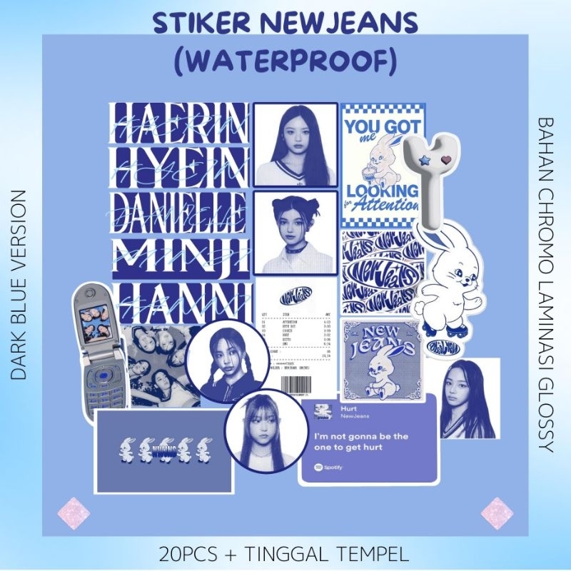 

[20 PCS] STIKER NEWJEANS WATERPROOF | DARKBLUE VERSION | STIKER TUMBLR LAPTOP | [BACA DESK]