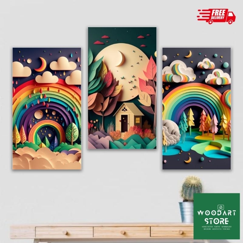 HIASAN DINDING KAMAR HIASAN DINDING MOTIF PELANGI HIASAN DINDING KAMAR ANAK