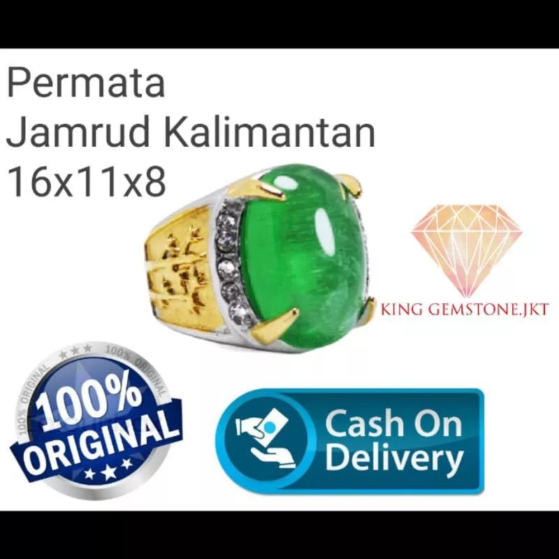 Cincin Pria COD-Batu Permata Jamrud Kalimantan Super Termurah Crystal HIGH QUALITY