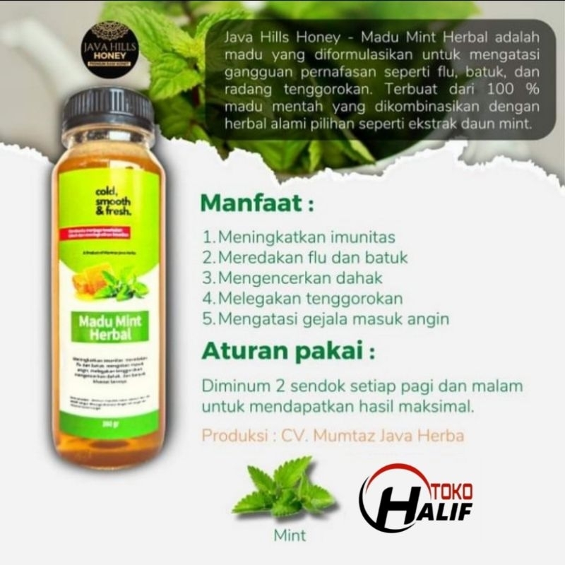 

Java Hills Javahills Honey Madu Mint Herbal Pereda Flu Batuk Pilek