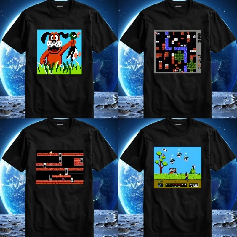 Baju Kaos Tshirt T Shirt Pria Laki Cowok Cewek Perempuan Unisex Game Vcom Vicom Duck Hunt Lode Runne