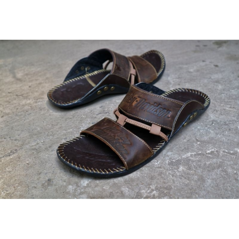 Sandal Kulit Asli Full Up Sendal Kulit Asli Pria Sandal Slop Casual / Sendal Jepit Slide B2 Tali