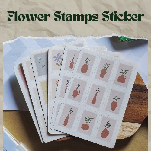 Flower Stamps Sticker | stiker perangko bunga | stamp | stiker bunga | stiker vintage