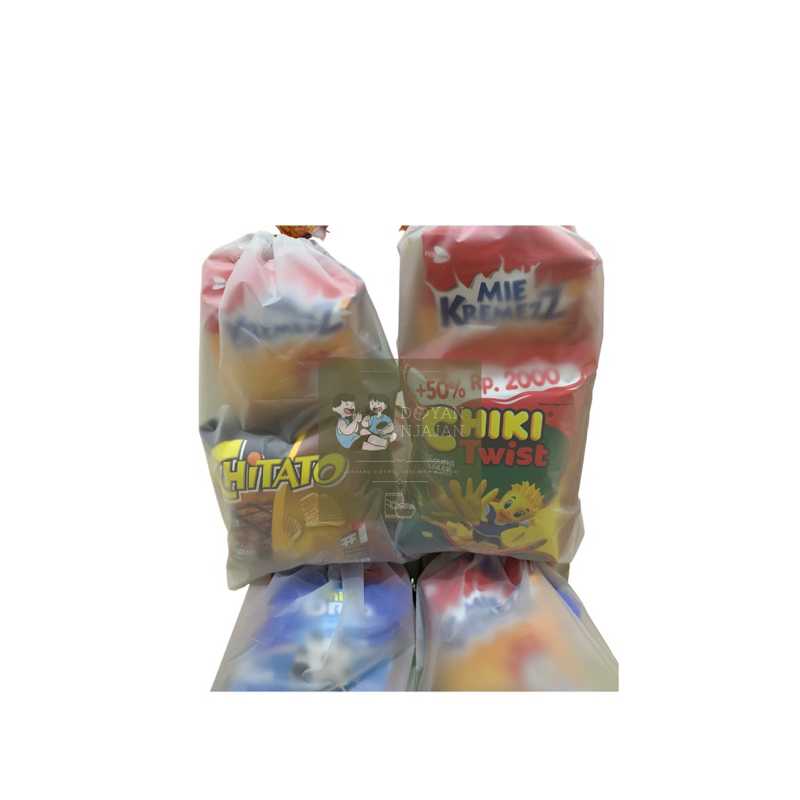 

PAKET ECERAN SNACK CAMPUR CAMPUR / PAKET ECERAN SNACK POUCH ISI 5 / PAKET ECERAN SNACK POUCH ISI 10