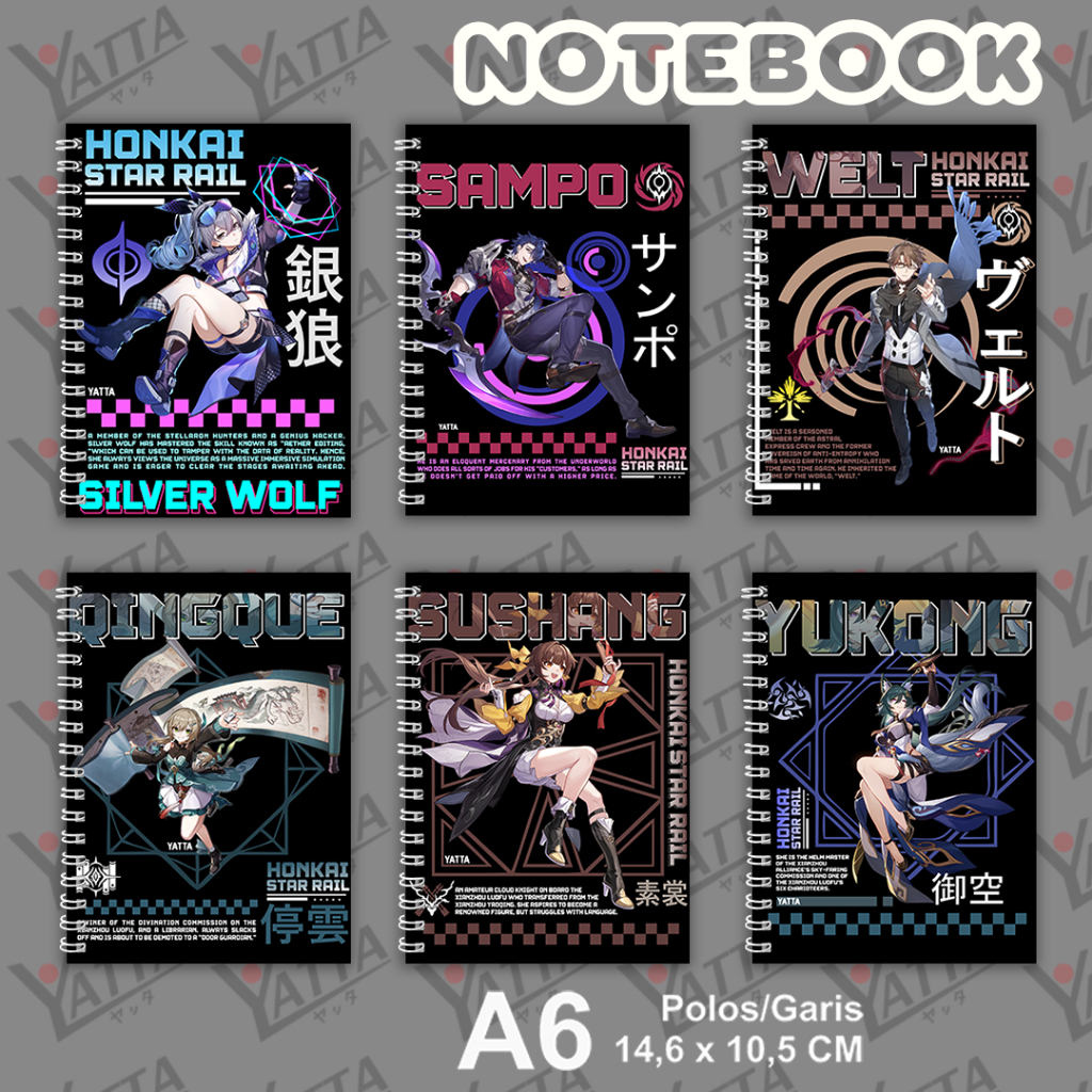 

Notebook Anime Ukuran A6 10,5 cm x 14,8 cm Honkai Star Rail Seri 3 Tingyun Serval YOTAKUSHOP