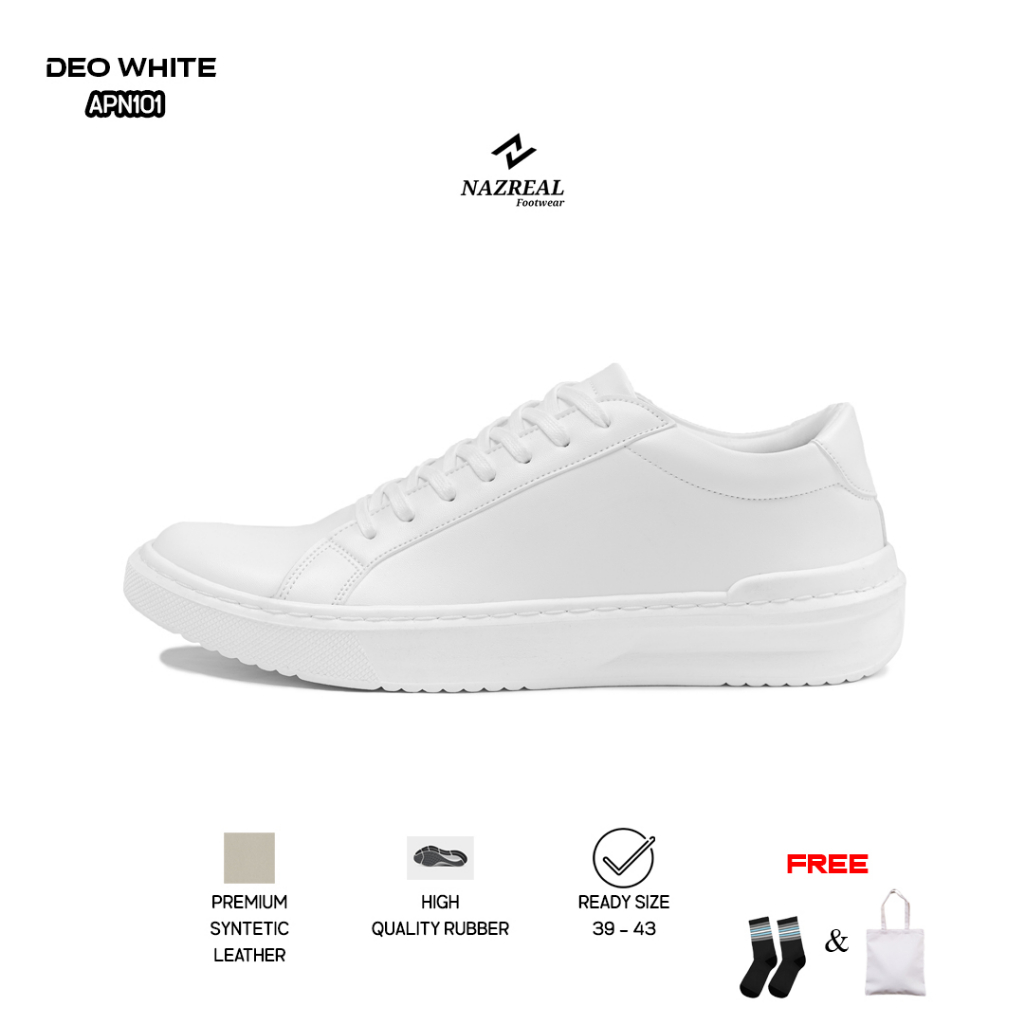 Naz Footwear DEO White Sneakers Series Sepatu sneakers Casual Pria high quality