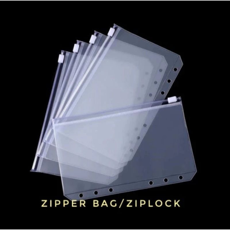

A6 Ziplock Binder Sleeve 6 Ring / Lubang - Budget Planner Pouch size A6 Plastik
