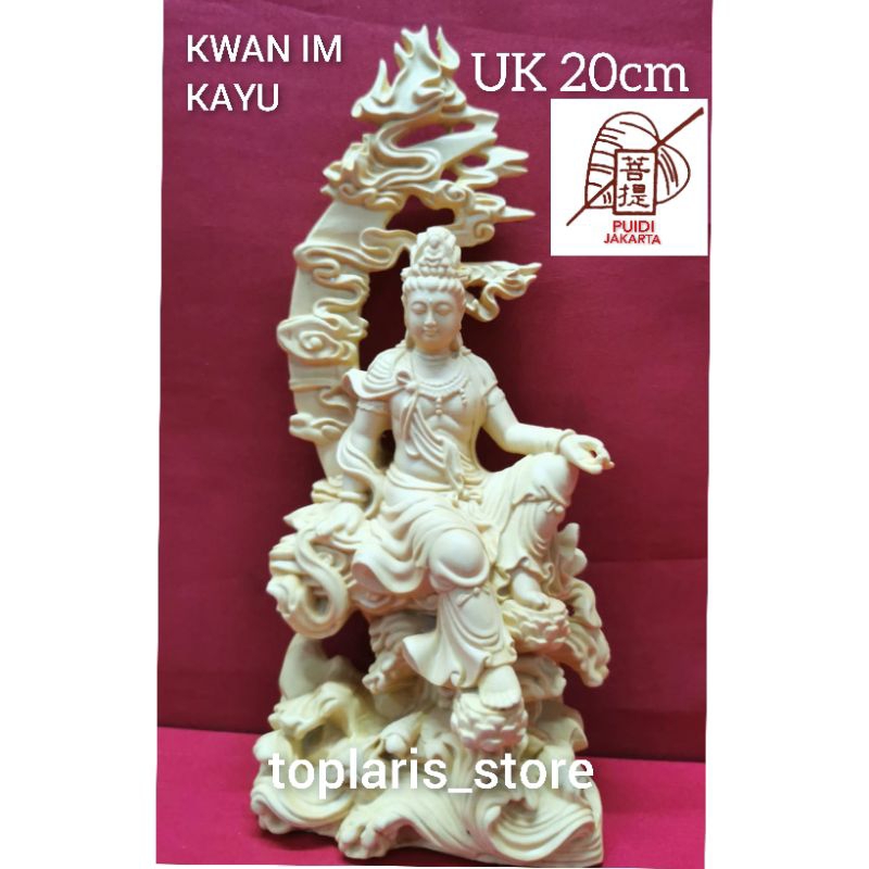 Patung Dewi Kwan Im Huang Yang Mu Kayu