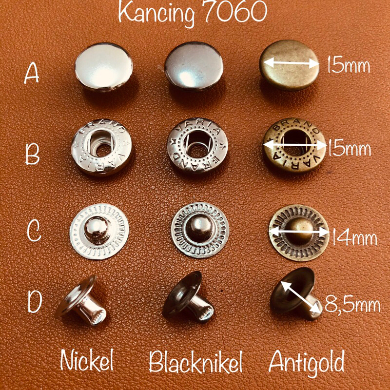 kancing cetet besi 15mm / kancing jepret / kancing 7060 / V - 7060