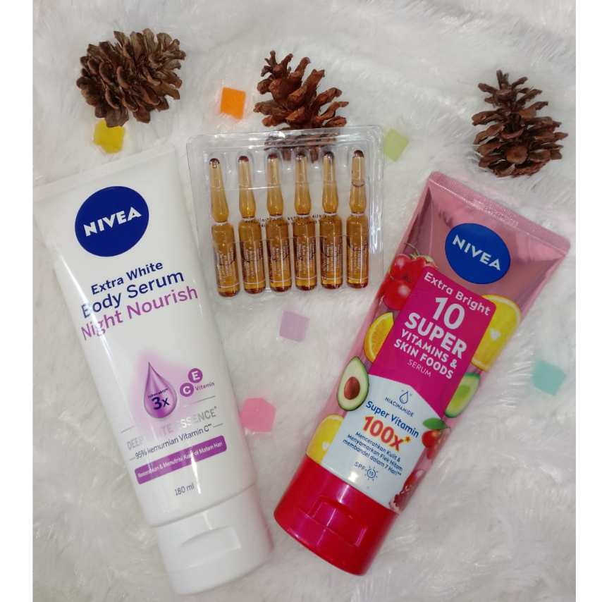 PAKET BODY BOOST NIVEA SIANG MALAM & LATULIPE AMPUL COLLAGEN LOTION | PENCERAH BADAN