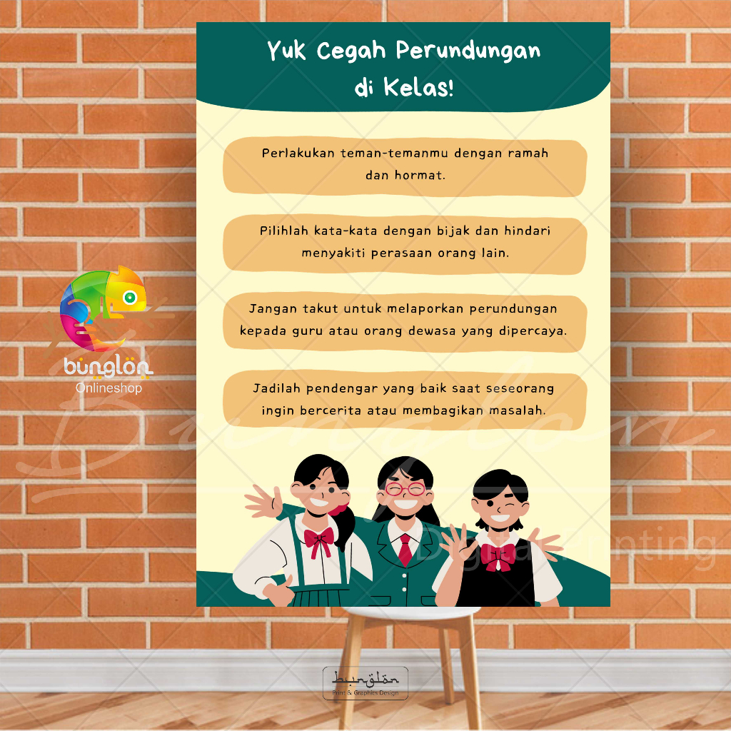 

Poster Edukasi Stop Bullying Yuk Cegah Perundungan Di Kelas