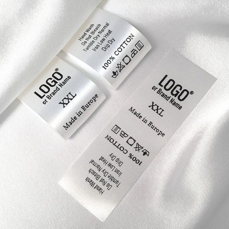 

label pita satin putih (min500pcs) label custom nama label satin ribbon washing care label vaktory