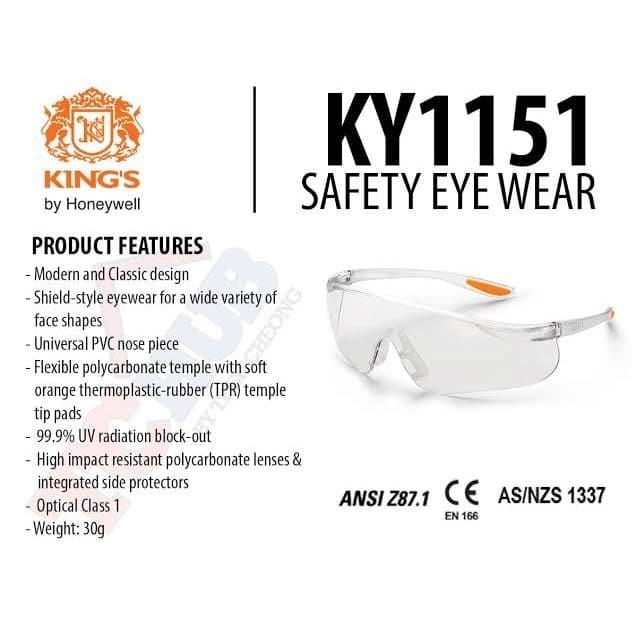 JUAL KACAMATA SAFETY KINGS TYPE 1151/KACAMATA SAFETY KINGS/DISTRIBUTOR SEPATU SAFETY KINGS/DISTRIBUT