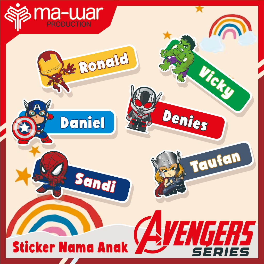 

Sticker Nama Anak | Sticker NAma CUstom | Sticker Avengers