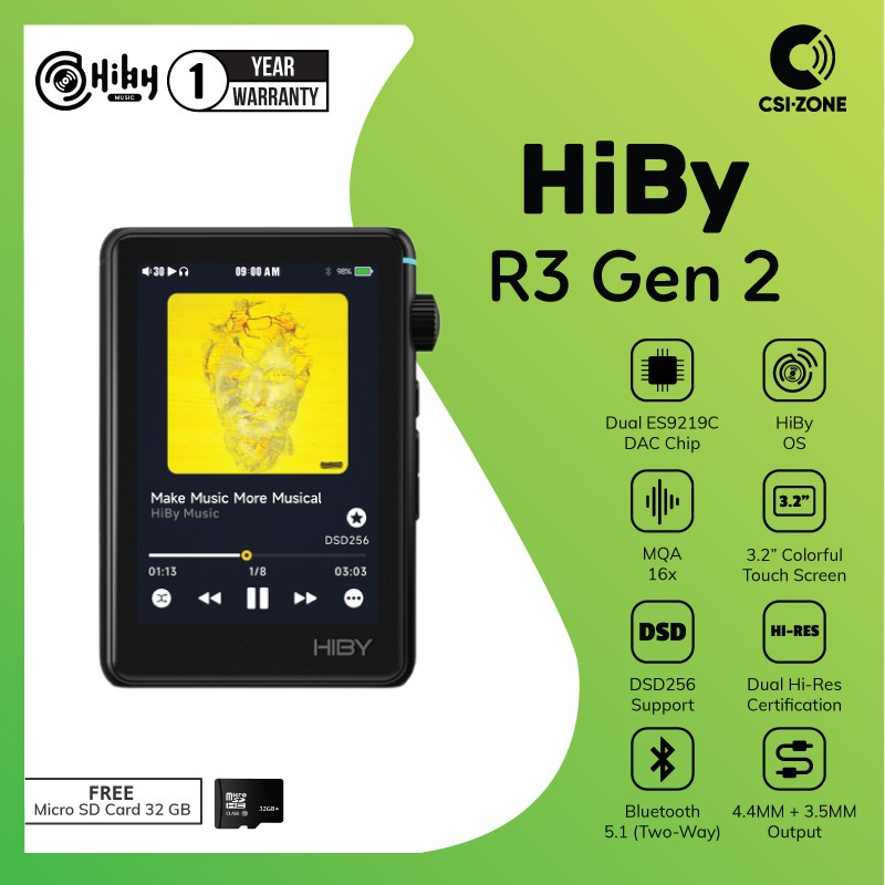 HiBy R3 II / R3 Gen 2 Dual ES9219C Portable Digital Audio Player