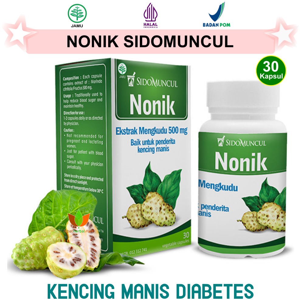 30 KAPSUL NONIK SIDOMUNCUL EKSTRAK MENGKUDU JAMU OBAT HERBAL DIABETES KENCING MANIS DAN TEKANAN DARA