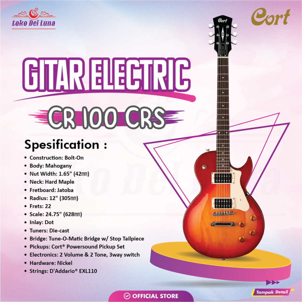 CORT Gitar Elektrik Cort CR100 CRS | Cherry Red Suburst