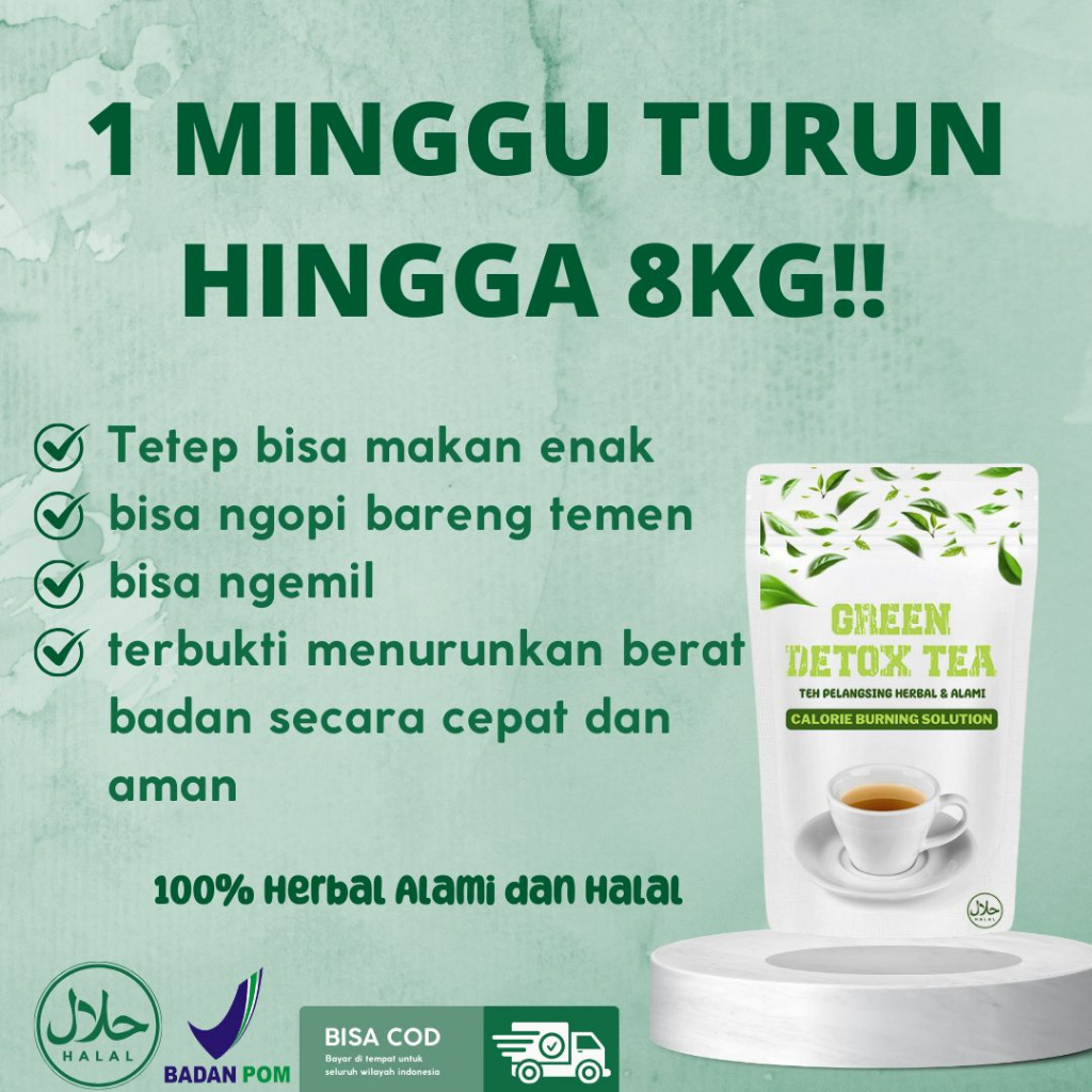 

GREEN DETOX TEA Pelangsing Badan dan Pembakar Lemak Perut Buncit isi 10-Teh pelangsing badan efektif-Pelangsingberat herbal alami-Minuman penurun berat badan-Teh herbal untuk diet-Teh pelangsing tubuh terbukti-pelangsing ampuh-Minuman detoksifikasi tubuh