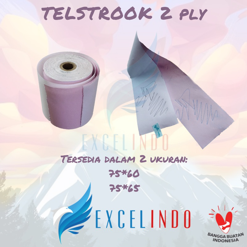 

(ISI 1 PACK/ 10 PCS) Kertas Struk / Telstruk / Kertas Kasir 2 ply NCR Dot Matrix 75x60 Excelindo