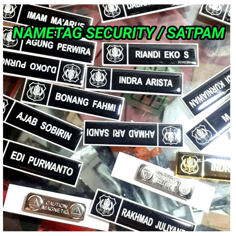 

Nametag magnet Satpam, Security akrilik resin