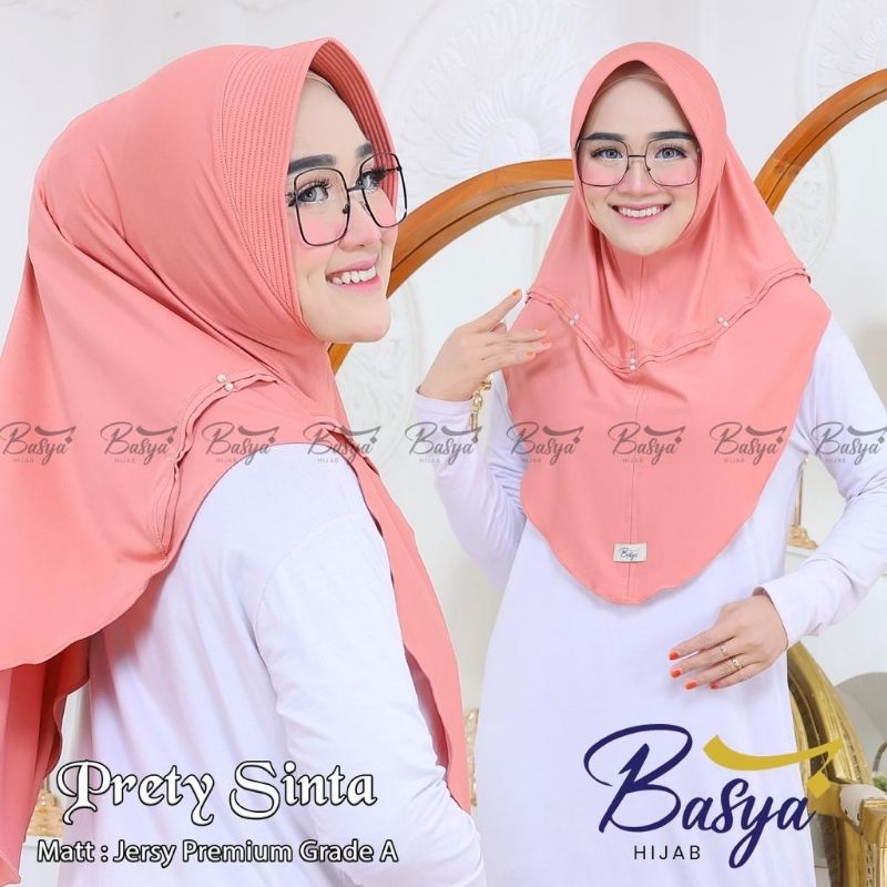 (BASYA) PRETY SINTA•jilbab instan jersey premium•hijab instan pet oval•kerudung pet list mutiara