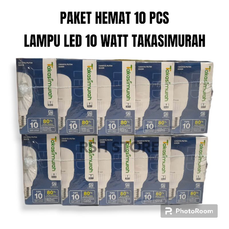 (GROSIR) PAKET HEMAT 1 PACK @10 PCS LAMPU LED 10 WATT TAKASIMURAH
