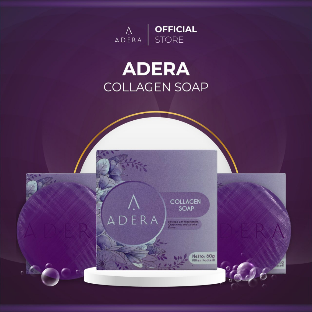 Adera Collagen Soap 60 gram Terlaris Sabun Collagen Memutihkan Kulit Wajah & Seluruh Badan Original