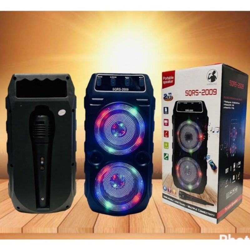 Speaker bluetooth SQRS-2009 LED plus mic karoke