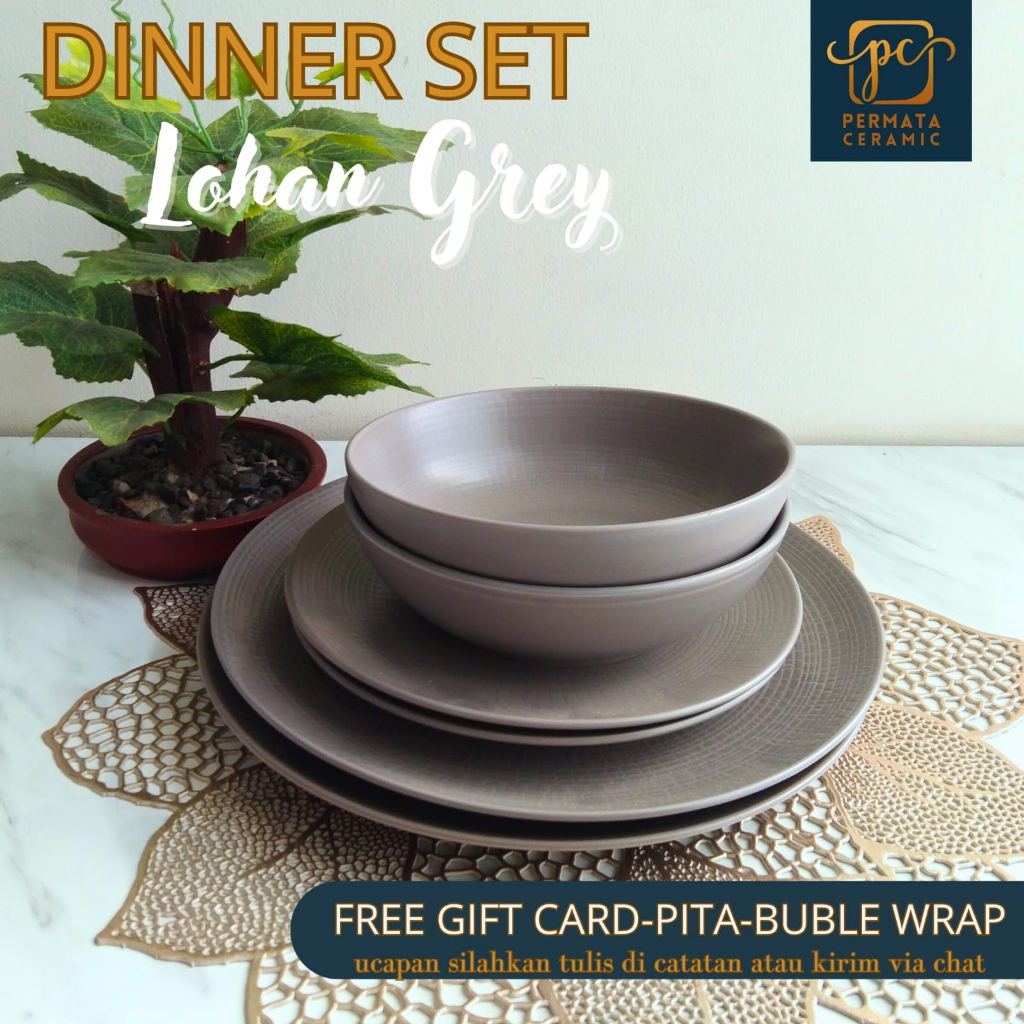 Hampers Dinner Set Keramik Series Lohan Grey | Parsel Keramik