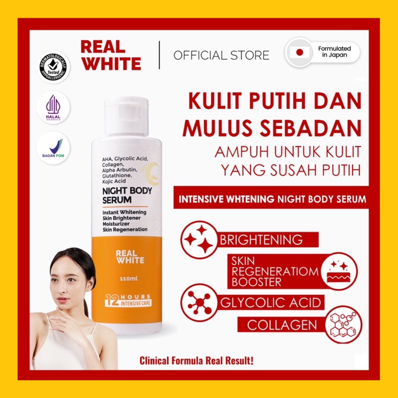 REAL WHITE AHA LOTION NIGHT Glycolic Acid Collagen Night Body Serum Realwhite