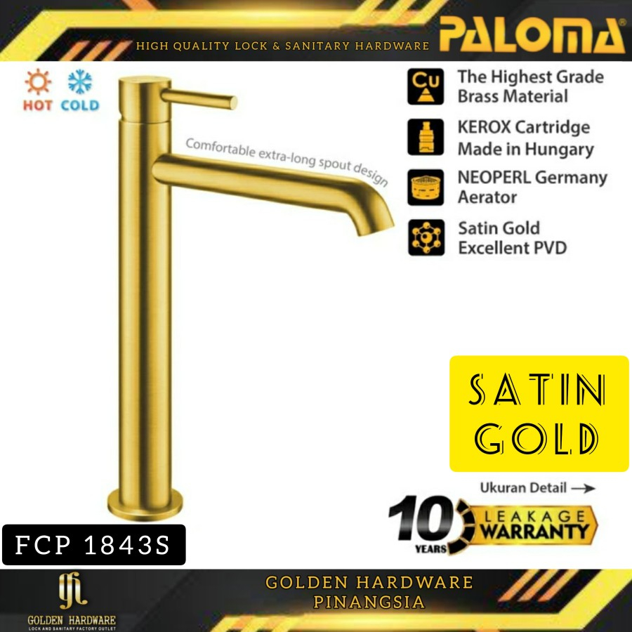 KERAN KRAN WASTAFEL TINGGI AIR PANAS DINGIN GOLD PALOMA FCP 1843S