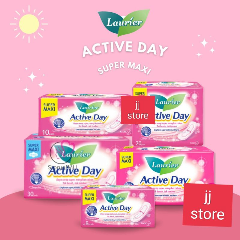 pembalut wanita softex softek Lourier laurier Active Day super maxi non wing