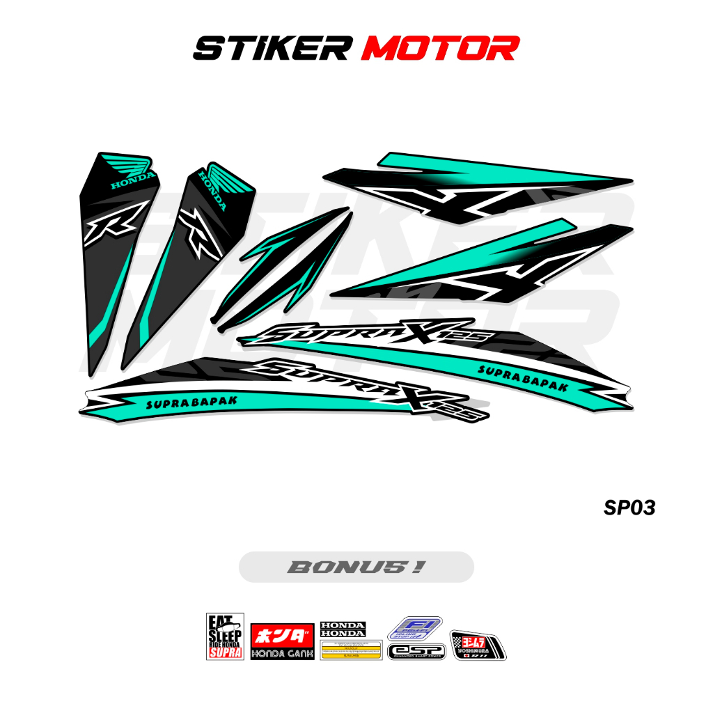 SP03 STIKER SUPRA BAPAK LIS STICKER STRIPING SUPRA X 125 FI VARIASI TULISAN SUPRA BAPAK BISA REQUEST