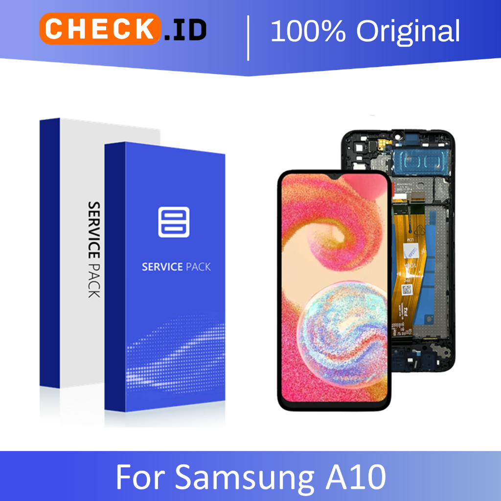 [ CHECK.ID ] LCD + FRAME SAMSUNG A10 SM-A105G ORIGINAL