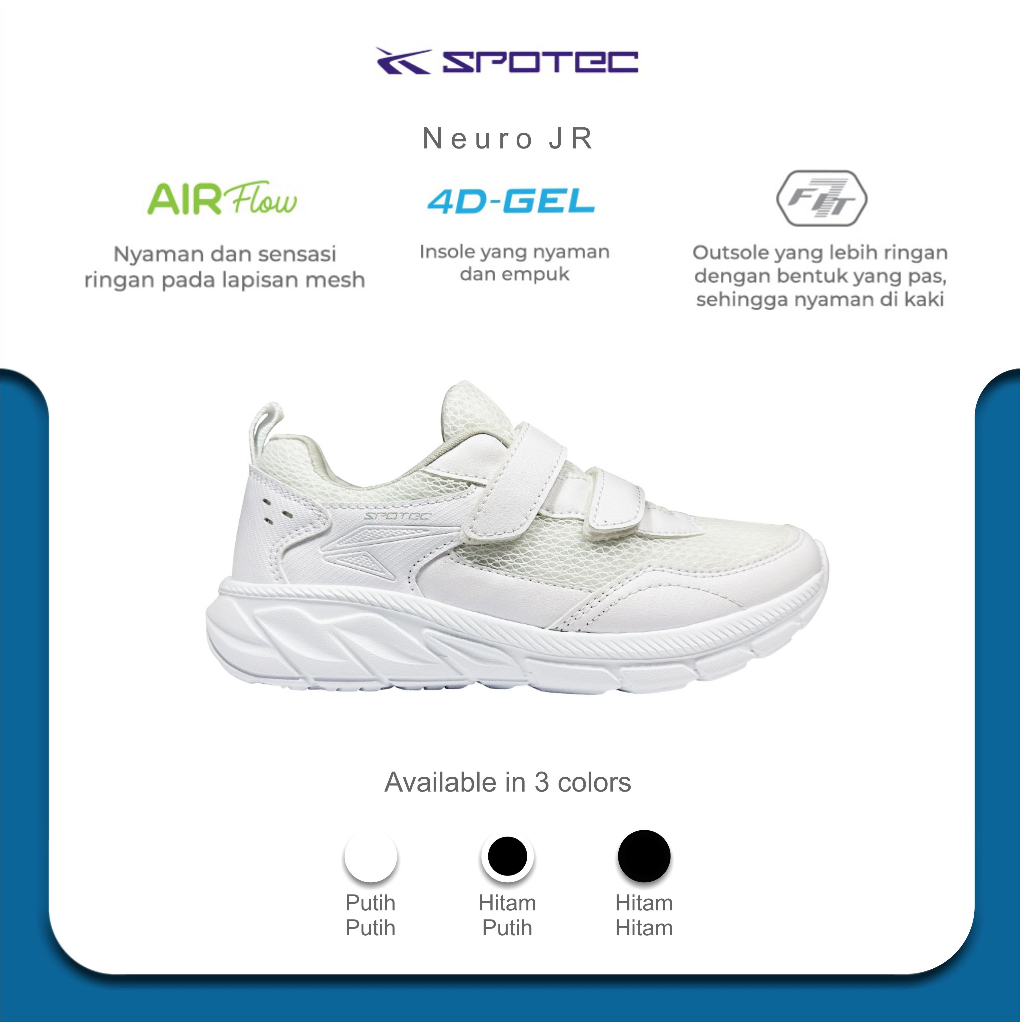 SPOTEC Sepatu STUDENT Artikel NEURO VC JR-putih/putih | Original Spotec