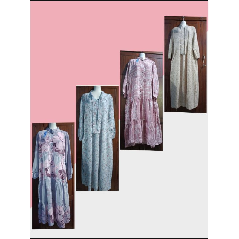 gamis yoris crinkle bunga GAMIS Cringkel terbaru/dress motif jumbo/ Gamis etnik kekinian/ dress busu
