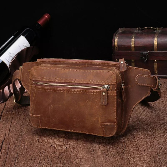 Waistbag Pria Kulit Sapi Asli Original - Tas Pinggang Pria Kulit Asli Premium