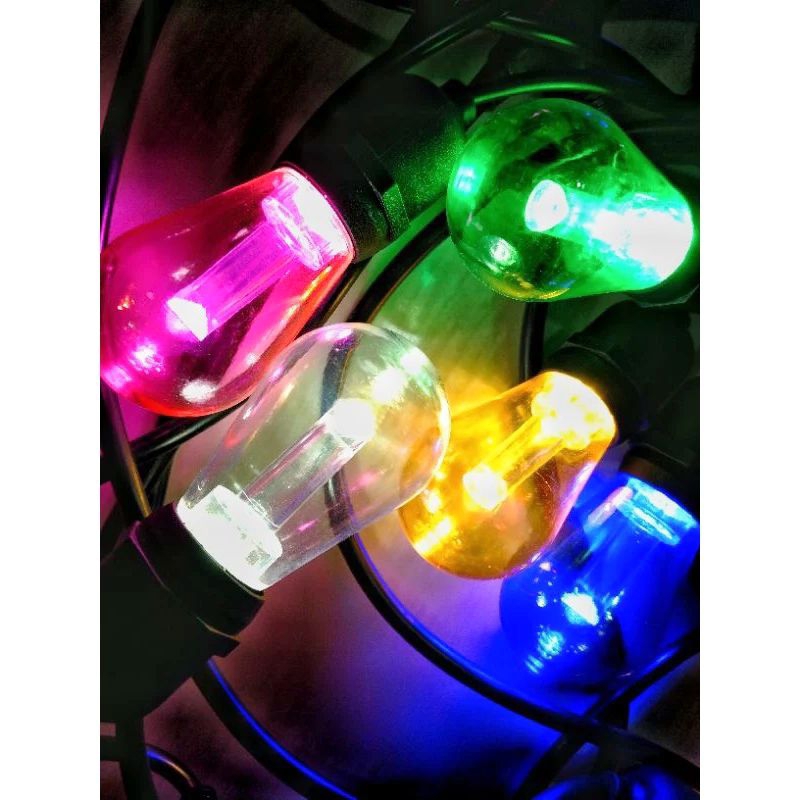 Fitting Cafe Komplit 10 Meter Kabel Fitting Gantung Cafe + 10 Bola Lampu LED Warna Warni