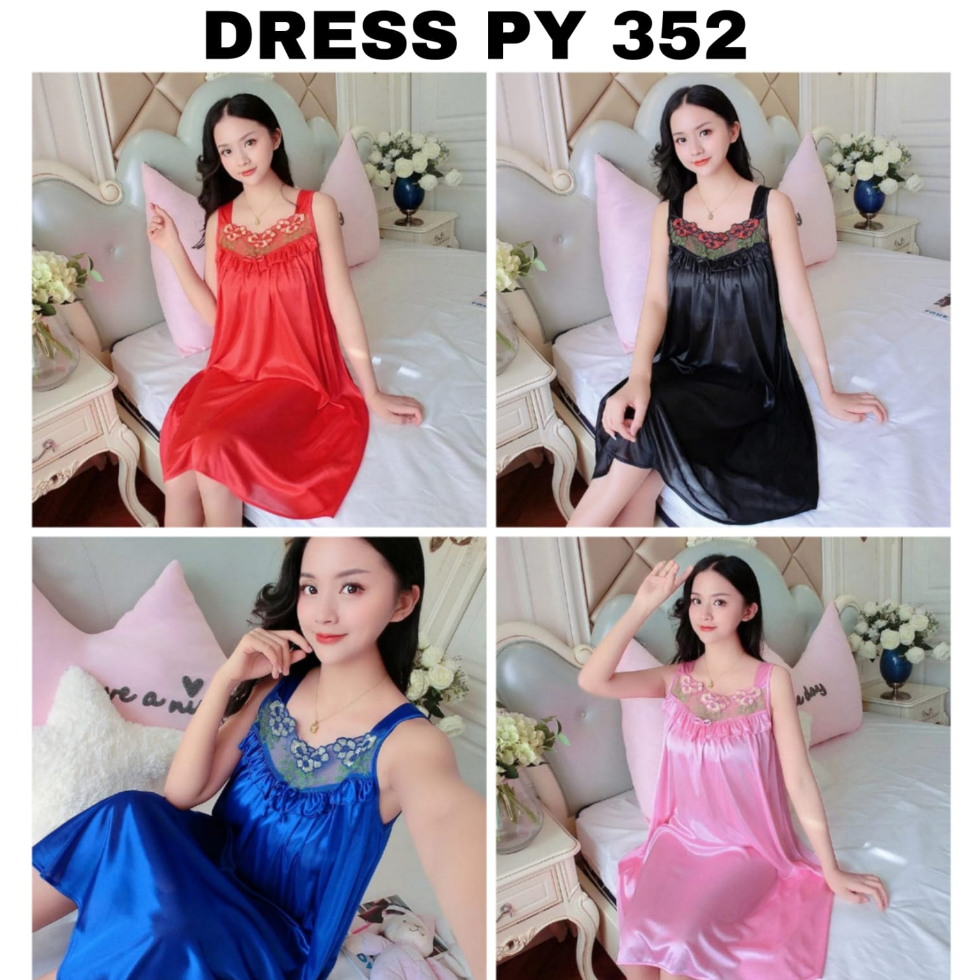 Dtree Lingerie Renda Dress Lingerie Renda Bunga Jumbo Fit XXL Baju Tidur Wanita Seksi Bahan Lembut L