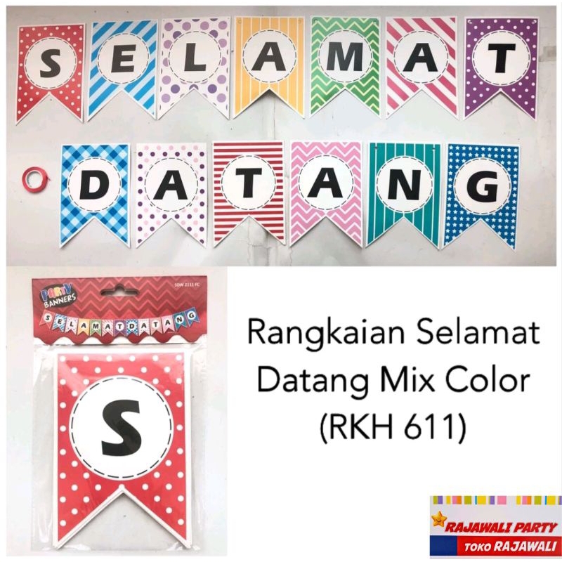 Rangkaian Selamat Datang/Banner Tulisan Selamat Datang/Bunting Flag Selamat Datang Rajawali Party