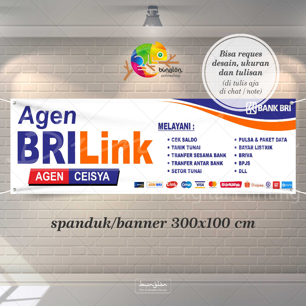 Size 300x100 Cm Spanduk Banner Agen Brilink