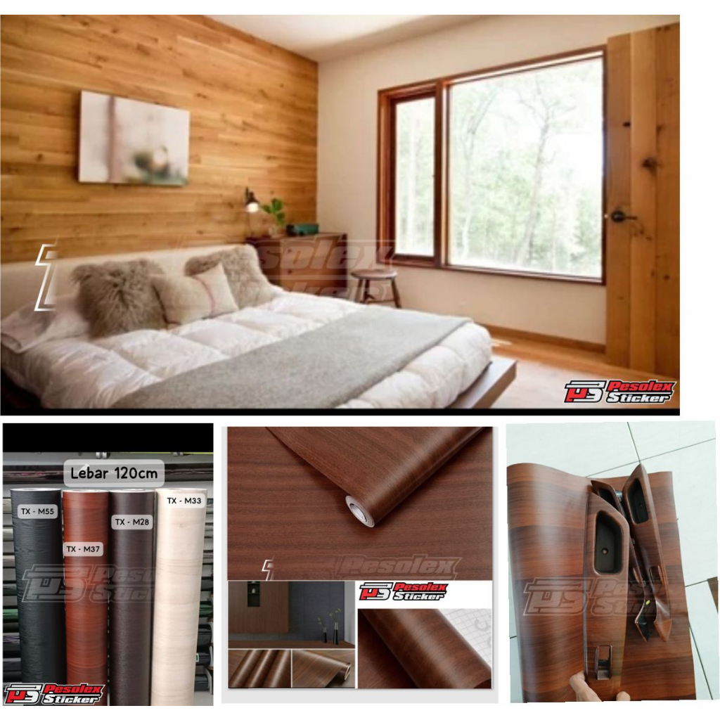 STICKER SKOTLET VINYL  MOTIF KAYU / PELAPIS KAYU MEJA TRIPLEK MEJA DINDING BODY MOBIL/MOTOR L122CM X