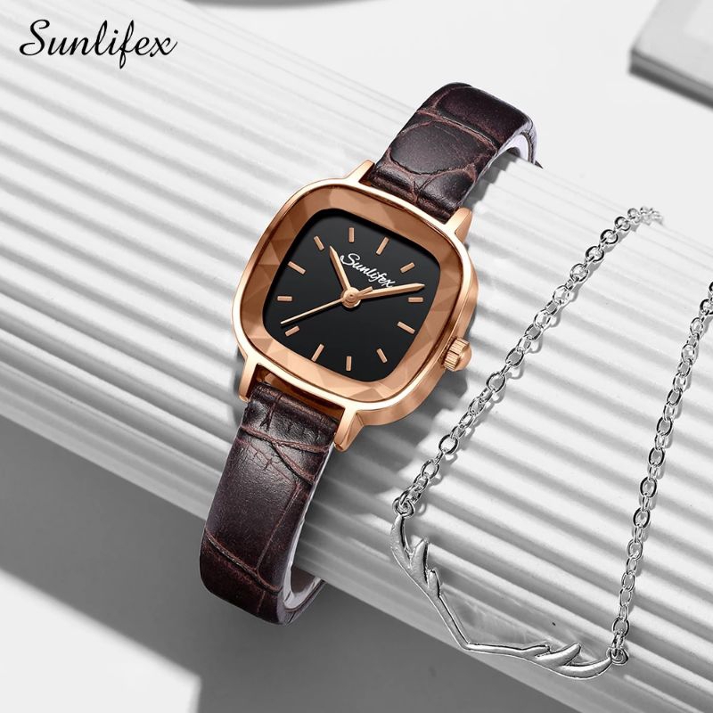SUNLIFEX 8003 - Jam Tangan Wanita Original Kecil - Jam Tangan Wanita Elegan Kulit