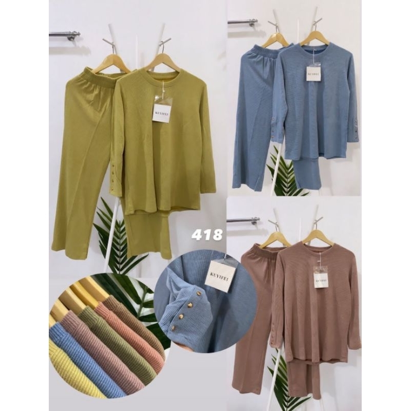 KUYIFEI 418//One set rajut premium//One set rajut//One set knit//Setelan wanita//Setelan jumbo//Sete