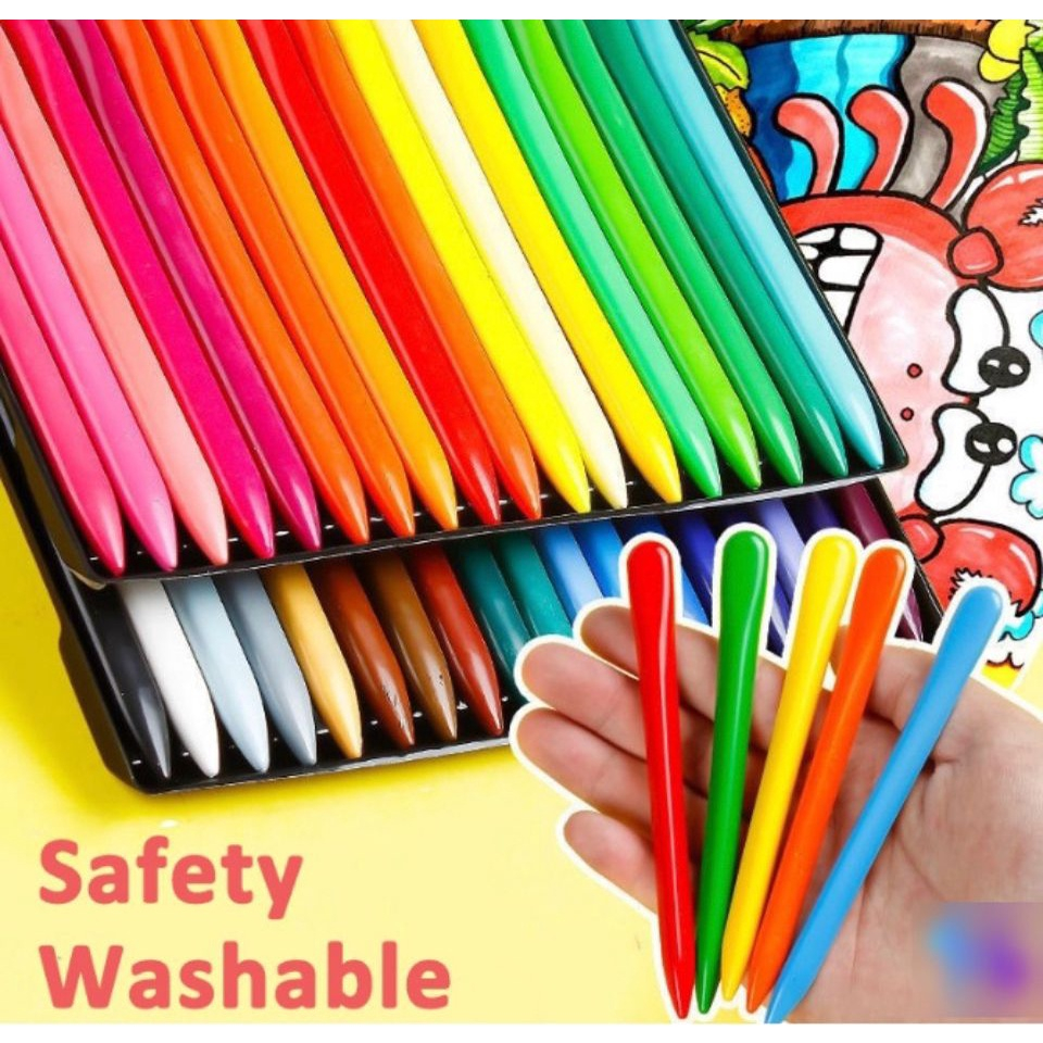 

HM92 Crayon Lab Triangle Crayon Lab Non Toxic Krayon Triangular Crayon Plastik Anti Kotor Tangan
