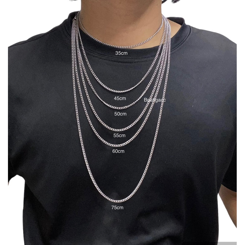 Kalung Rantai Titanium Anti Karat – Kalung Pria Anti Luntur Selamanya Silver Keren – kalung Cowo Ran