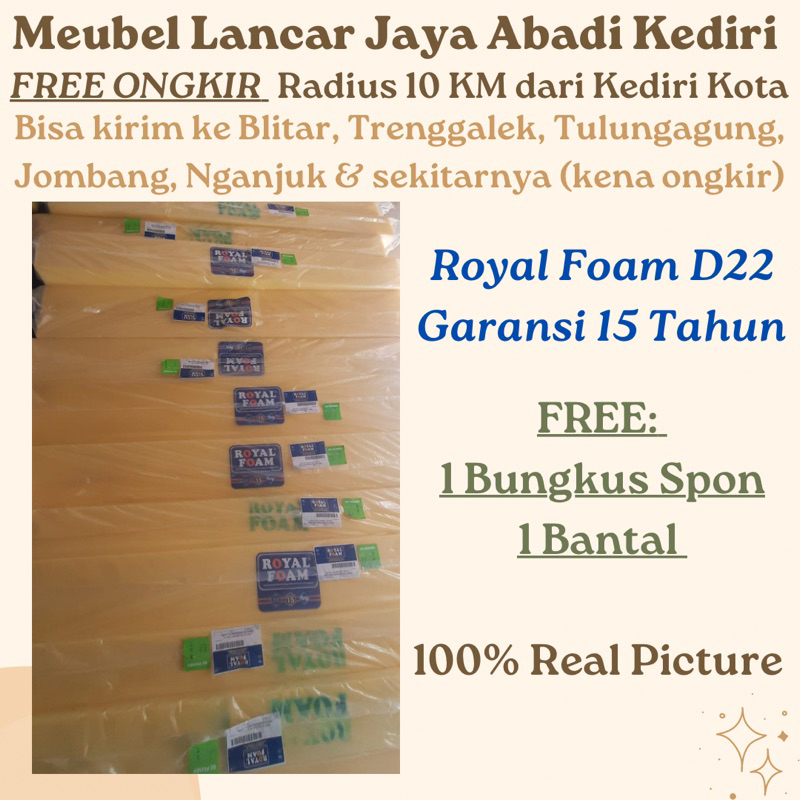 [KEDIRI] Kasur Busa Royal Foam Density 22 / D22 120 140 160 180 x 200 Tebal / Tinggi 10 14 18 20 cm 