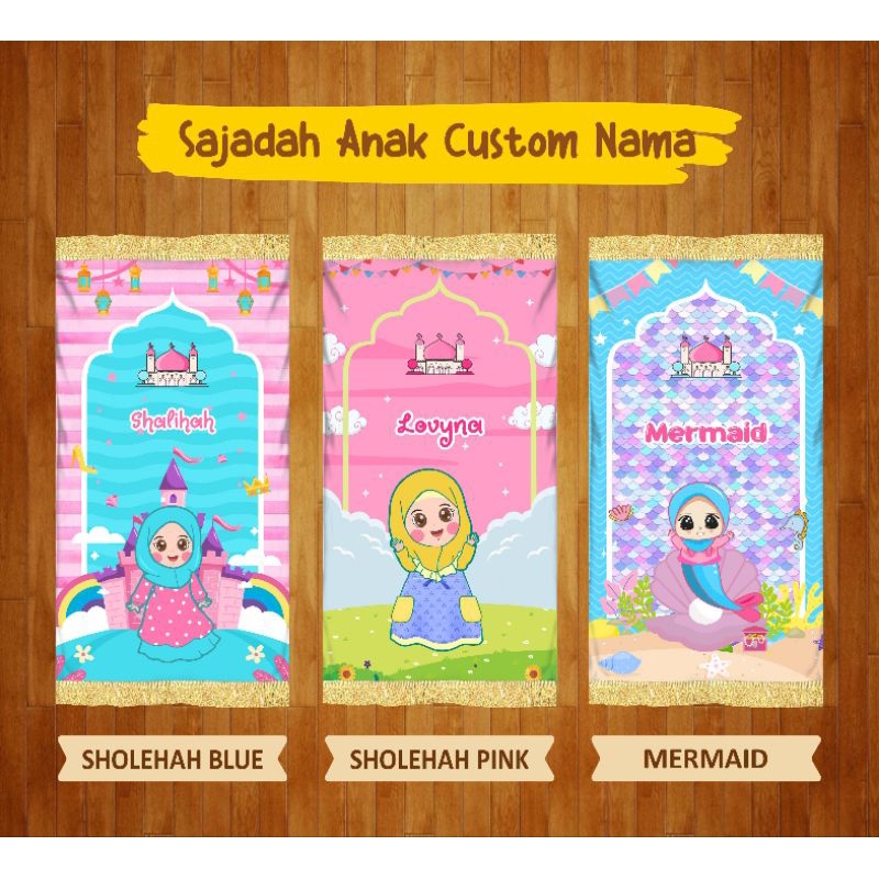 Sajadah anak karakter FREE nama